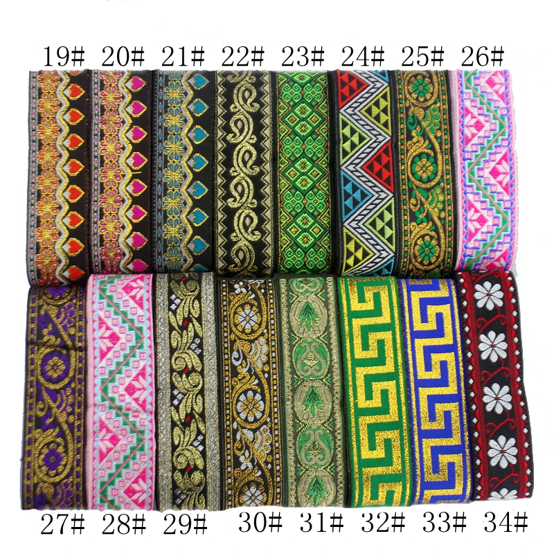 

Length 5yards Width 3.3cm National Embroidery Webbing For Lace Fabric Handmade Cotton Ribbon For Clothes Passepoil a Coudre