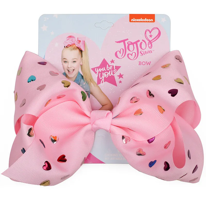 3 " jojo siwa Луки клип Grosgrain сердце Заколка-бант для волос со стразами с аллигатором заколки для волос модные аксессуары для волос для детей - Цвет: 3