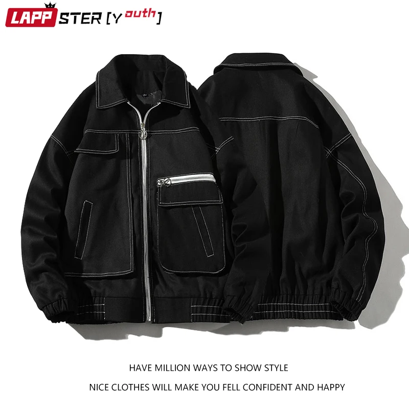 

LAPPSTER-Молодежная мужская зимняя куртка с большими карманами 2022 Мужская однотонная цветная яркая Мужская винтажная Корейская ветровка 4XL