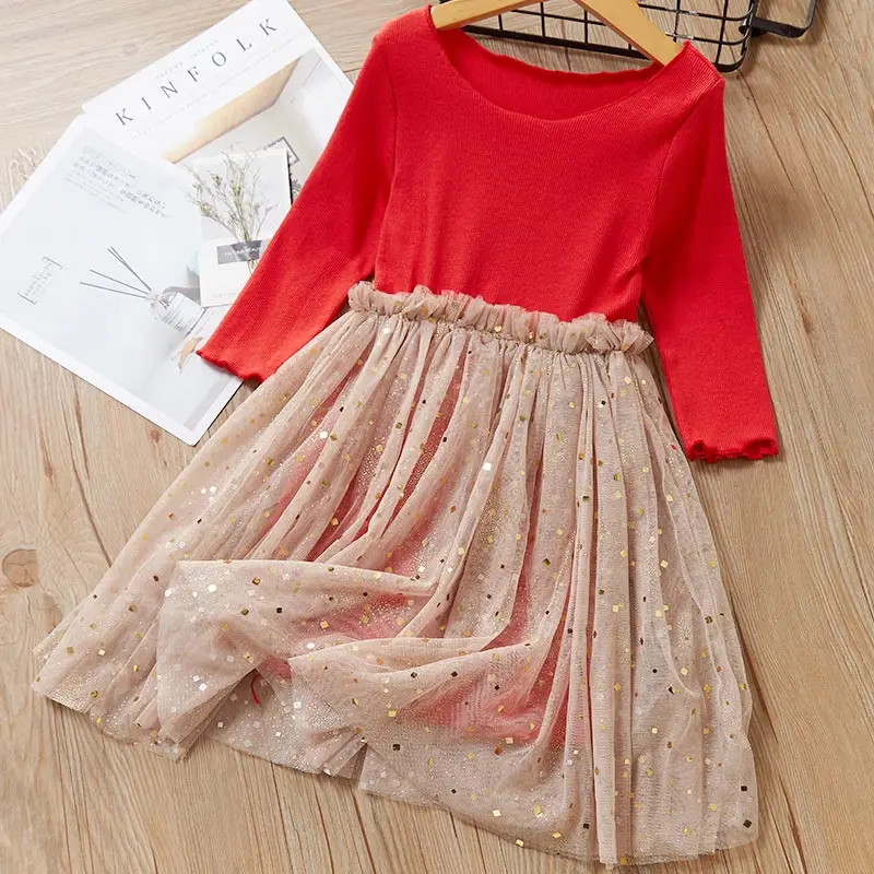 Girls Princess Dress New Party Elegant Ball Gown Star Sequin Shining Kids Children Clothing | Детская одежда и обувь