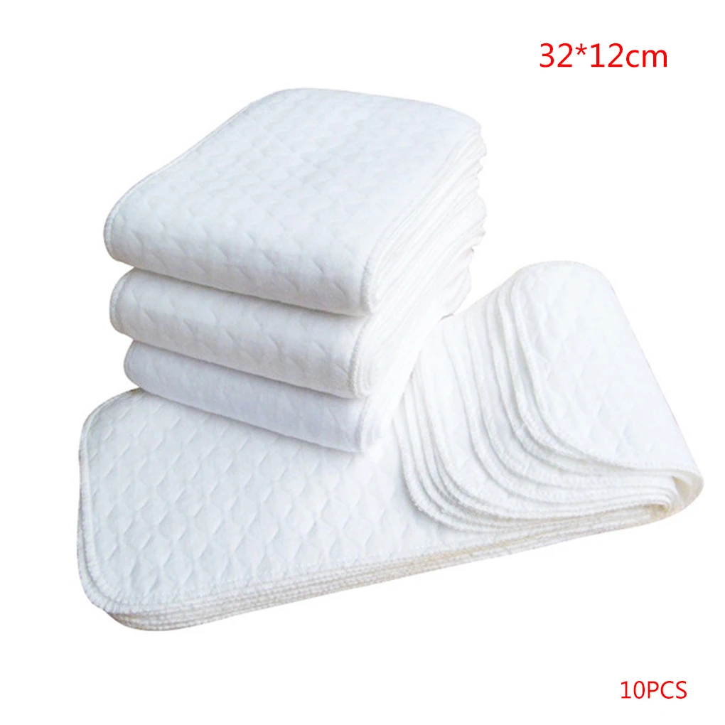 Pa&ntilde;ales de tela reutilizables para beb&eacute;, insertos de 3 capas, 100% algod&oacute;n lavable, respetuoso con el medio ambiente, 10 Uds.-4