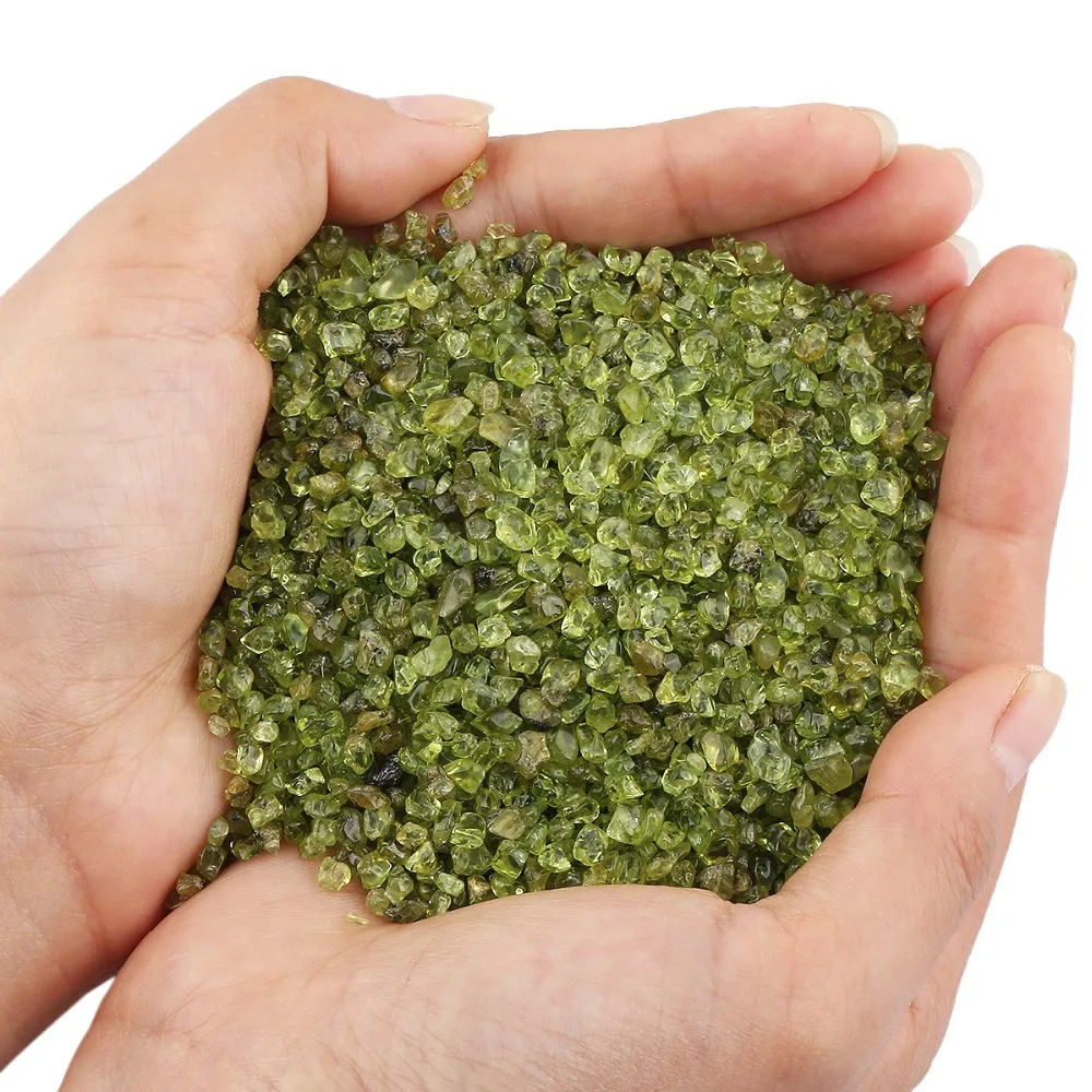 TUMBEELLUWA 1lb (460g) Green Peridot Quartz Tumbled Stone Chips Crushed Pieces Irregular Stones Beads Jewelry Accessory