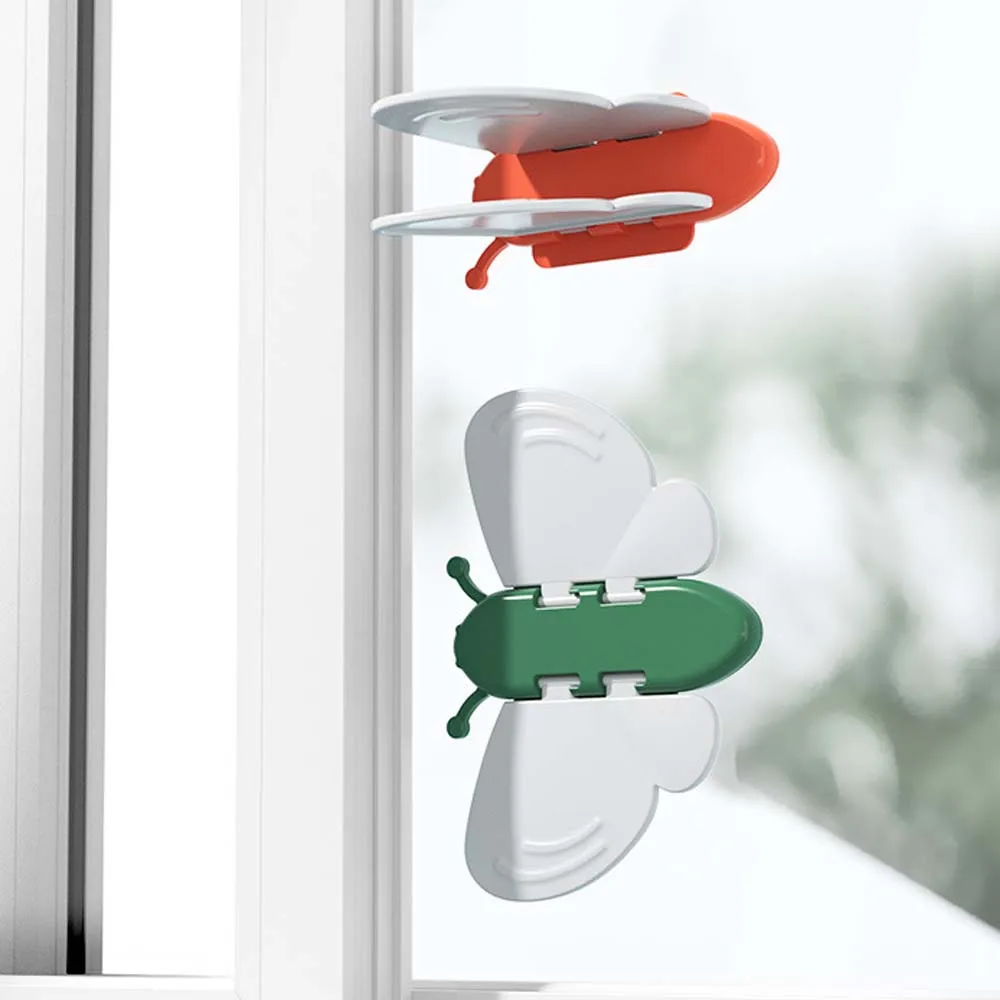 Cerradura de puerta de ala de mariposa sin agujero para beb&eacute;, bloqueo de seguridad para ventana de ni&ntilde;os, protecci&oacute;n de ventana m&oacute;vil-0
