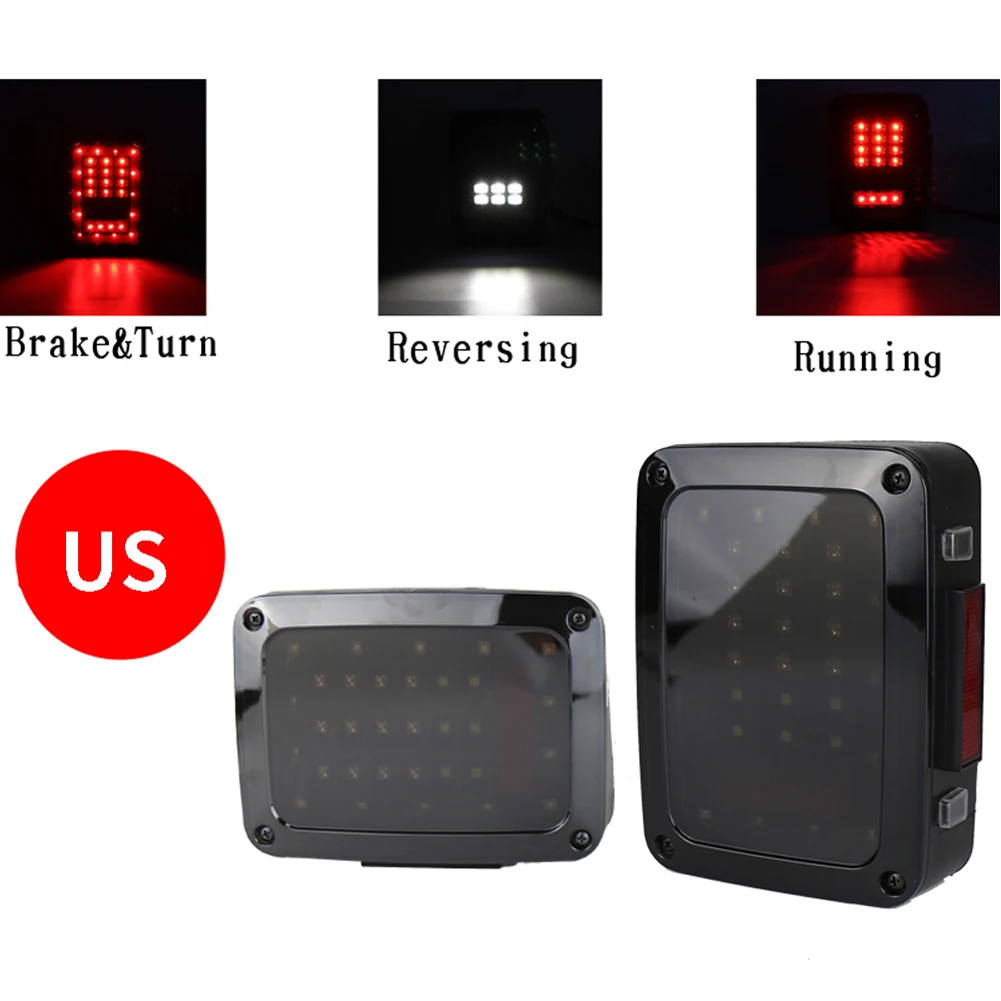 

Rear Parking Led Car Tail Lights Replacement 4D Smoke Lens Running Reverse High Intensity Brake Turn Warning For Wrangler
