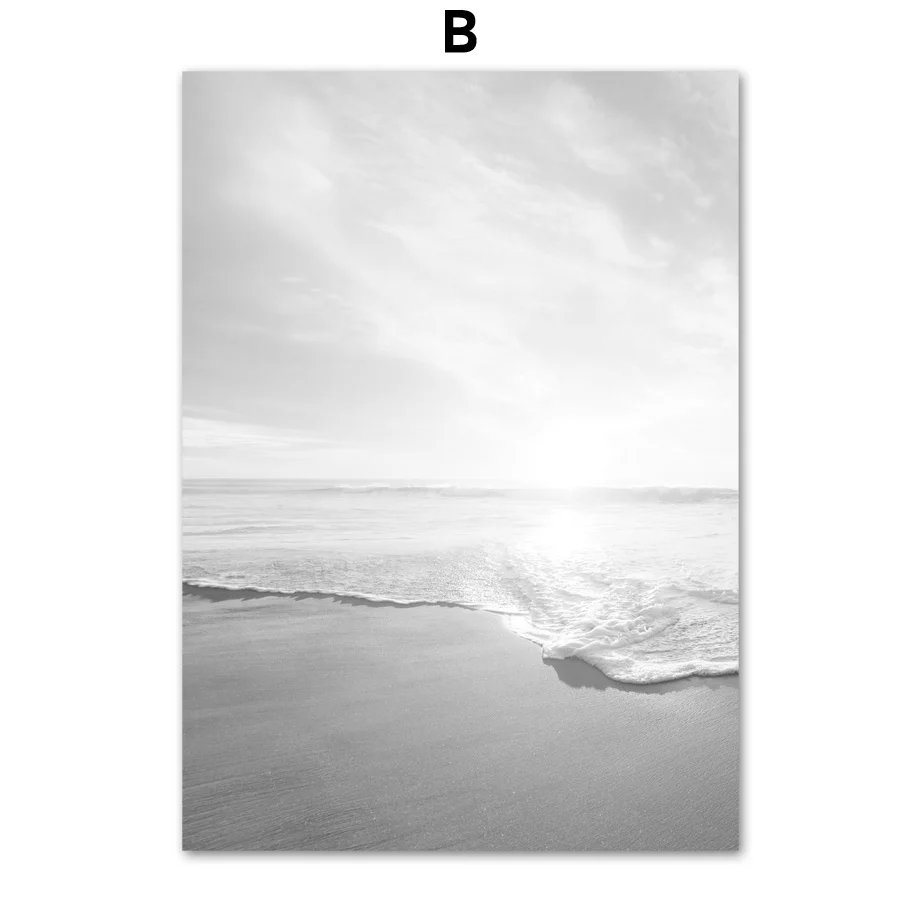 Черно-белая ледяная морская волна лес настенная Картина на холсте скандинавские