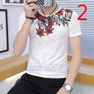 

Men's Trends Silk Short Sleeve T-Shirt Tide Brand Thin Ice Silk Half Sleeve Lapel