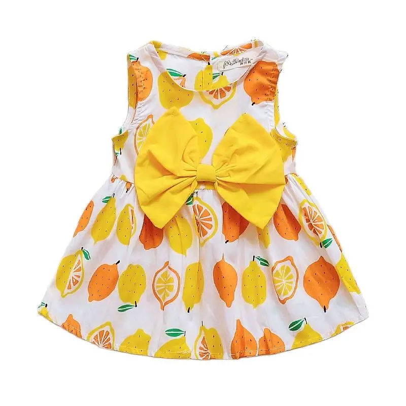 Disney Микки и Минни Маус Снежная королева с фруктовым принтом Платья для маленьких