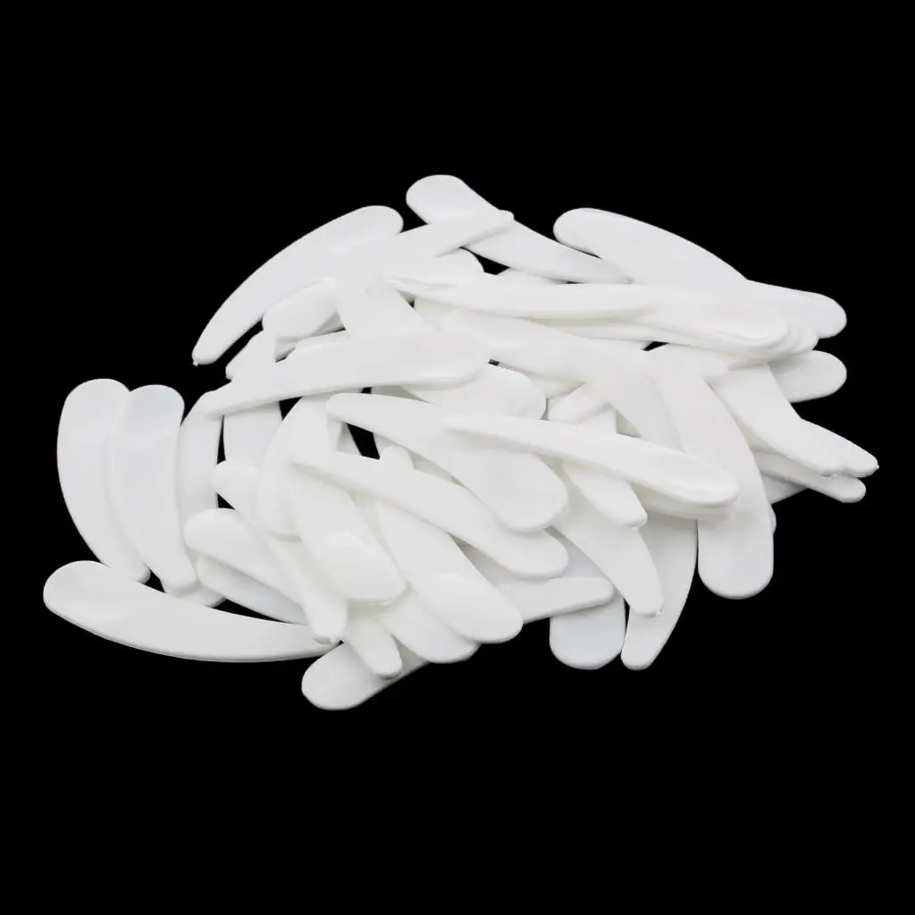 Pack of 50 Pcs White Mini PP Curved Cosmetic Spatula Facial Care Makeup Mask Plastic Spoons | Красота и здоровье