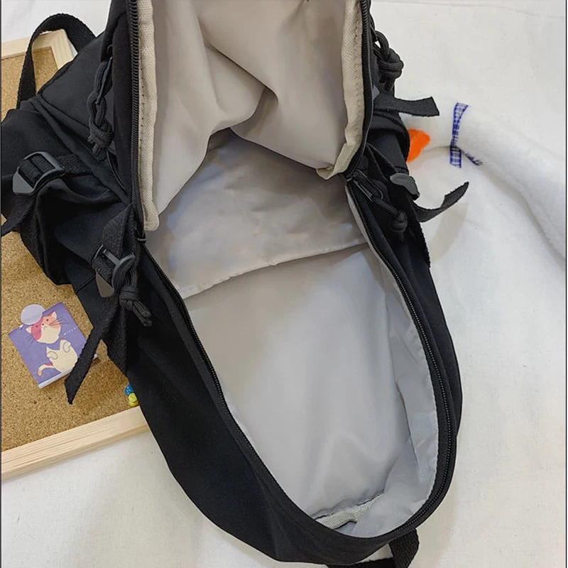 

Nylon Backpacks Women School Backpack for Teenage Girls Multifunctional Pocket Back Pack Female Cute Badge Pendan