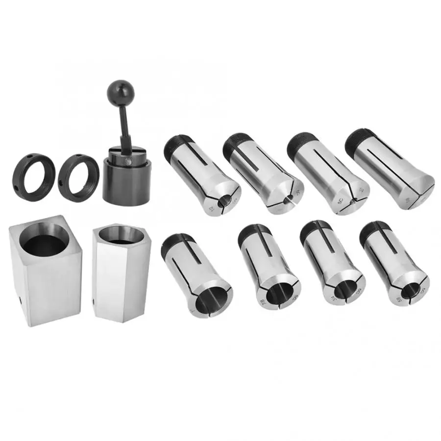 Стальной квадратный/шестигранный зажимной блок 5C 1/8 ~ 1 дюйма набор цанговых