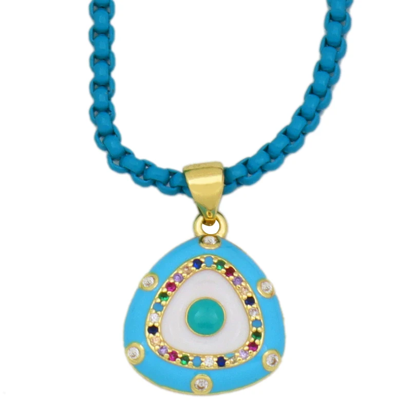 

New Design Lucky Blue Evil Eye Necklace Turkish Style Jewelry Multicolor CZ Enamel Evil Eye Charm Pendant Necklace