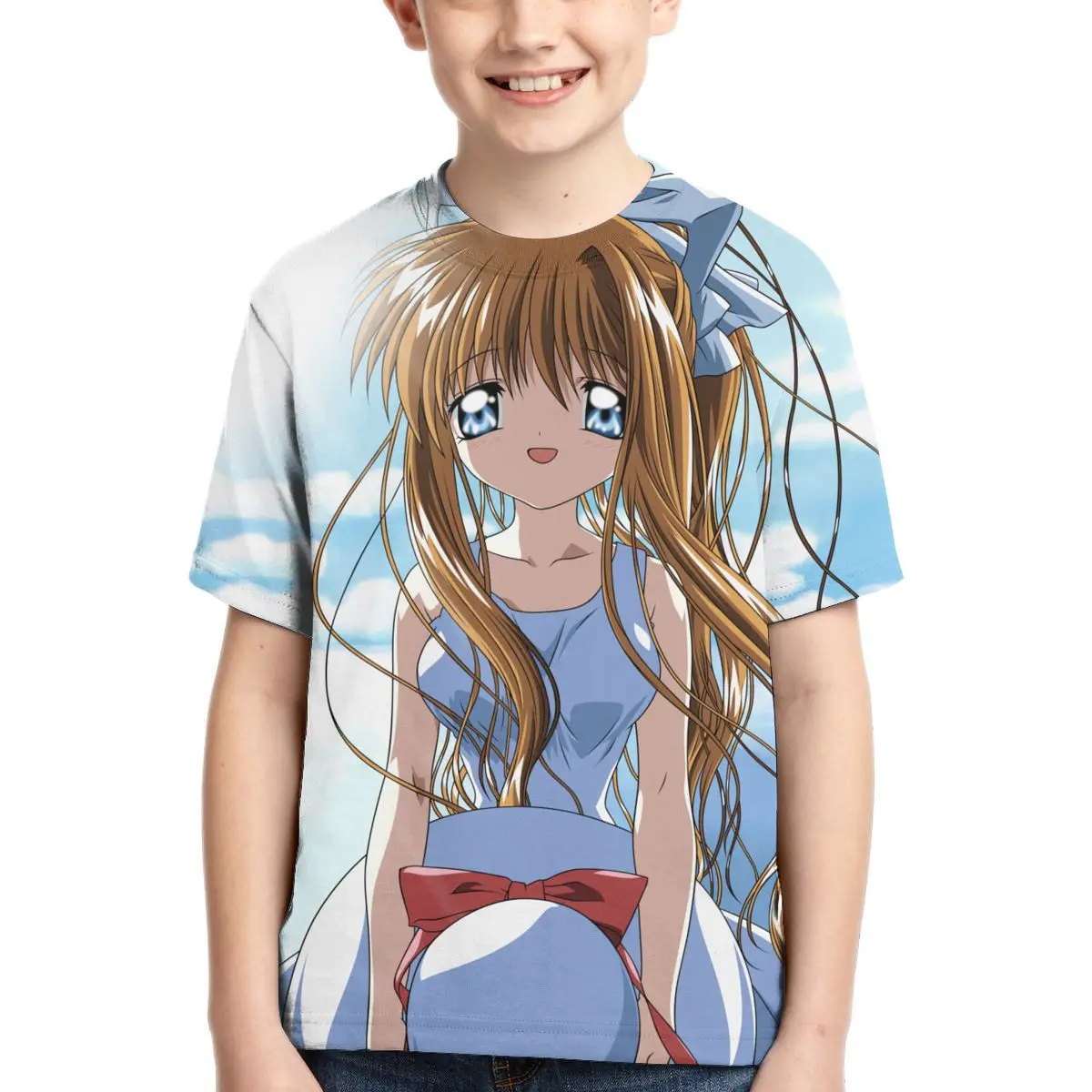 Детская мультяшная Мягкая футболка с коротким рукавом воздушный постер Misuzu Kamio