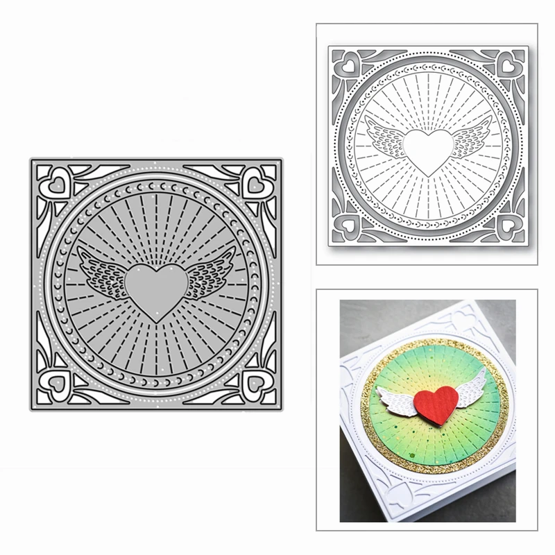 

New Loving Heart Wings Frame Background Craft 2020 Metal Cutting Dies for DIY Scrapbooking and Card Making Embossing No Stamps