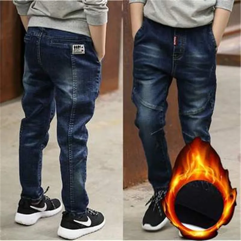 Новые брендовые зимние джинсы для мальчиков утепленные брюки теплые детские