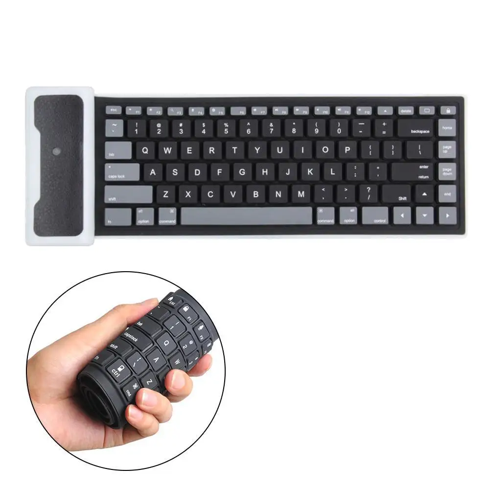 

New Flexible Silicone Wireless Mini Keyboard for PC Laptop iPad LD