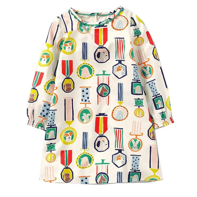 95 Платье с длинными рукавами для маленьких девочек; Robe Princesse Fille; рождественское платье; Детские платья с рисунком для девочек; детская одежда; Vestidos - Цвет: 95