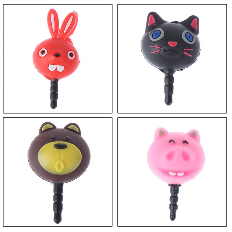 Наушники 3 5 мм разъем от пыли милые животные кошка свинья кролик медведь курица