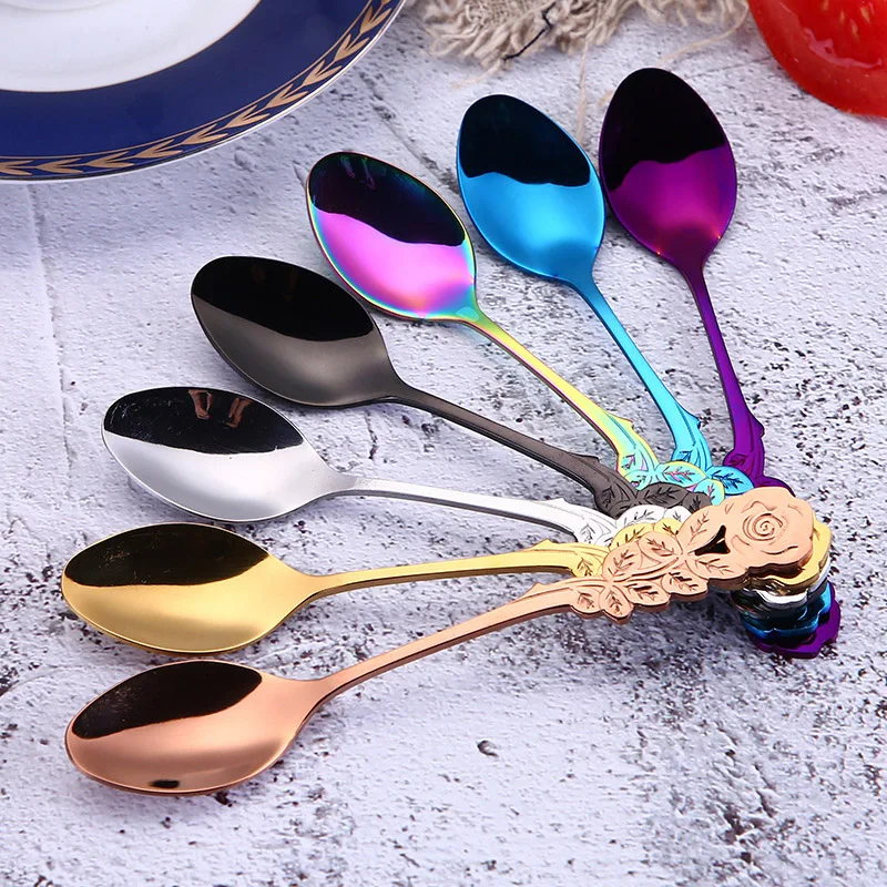 

1 шт. длинная ручка 410 нержавеющая сталь перемешивающая ложка многофункциональная кофейная ложка, кухонная посуда чайная ложка Форма цветка...