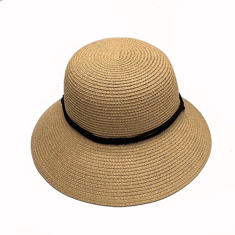 

New Foldable Adjustable Wind Proof Rope Bucket Hat Spring and Summer Sun-Proof Women's Dome Wide Brim Straw Hat