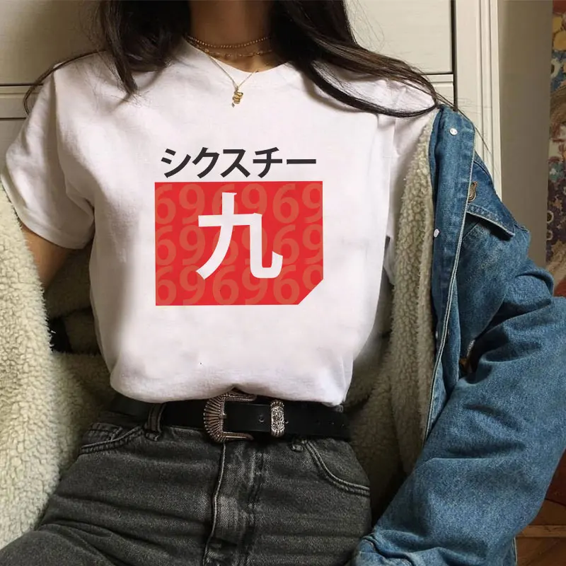 Женская футболка с принтом в японском стиле Harajuku белая Веселая коротким рукавом