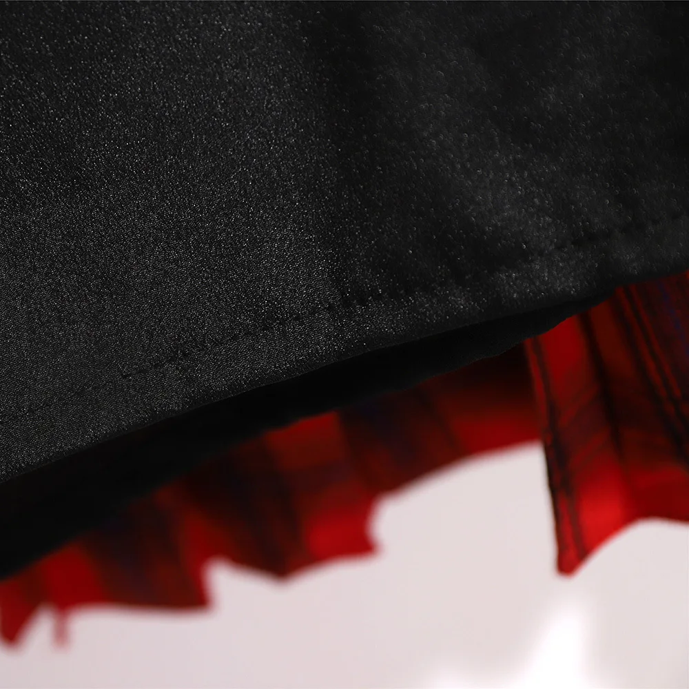 Женская плиссированная мини-юбка в клетку с поясом на резинке |