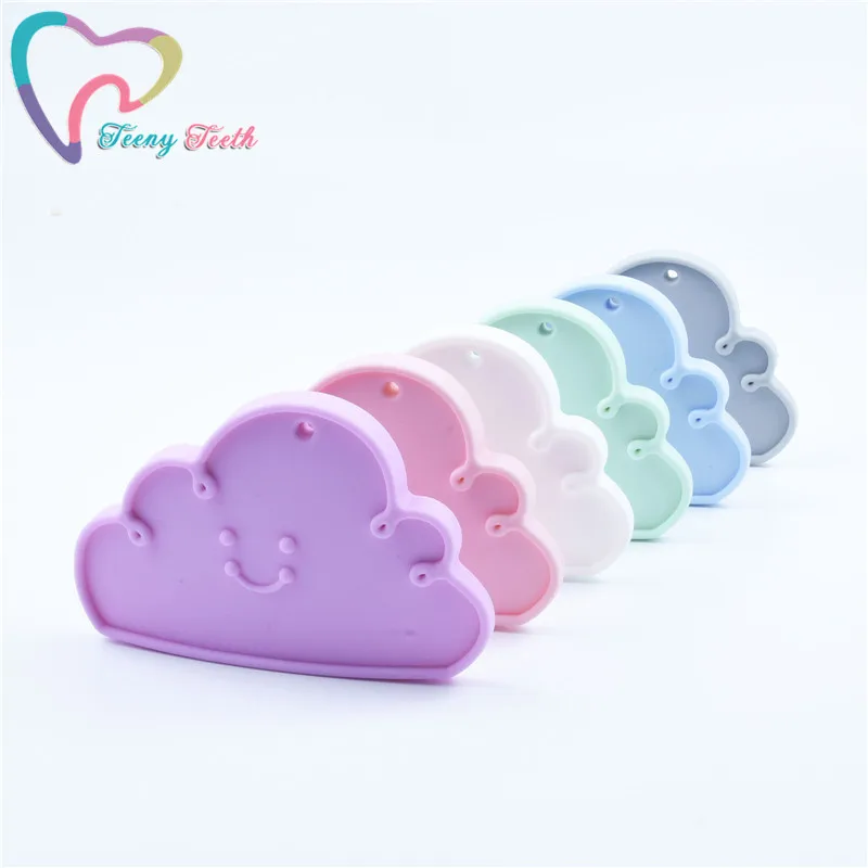 Mordedor de nube de silicona para beb&eacute;, chupete de dentici&oacute;n, colgante de nube de mascar, fabricaci&oacute;n de joyer&iacute;a de enfermer&iacute;a, juguete sensorial, DIY, 2 uds.-0