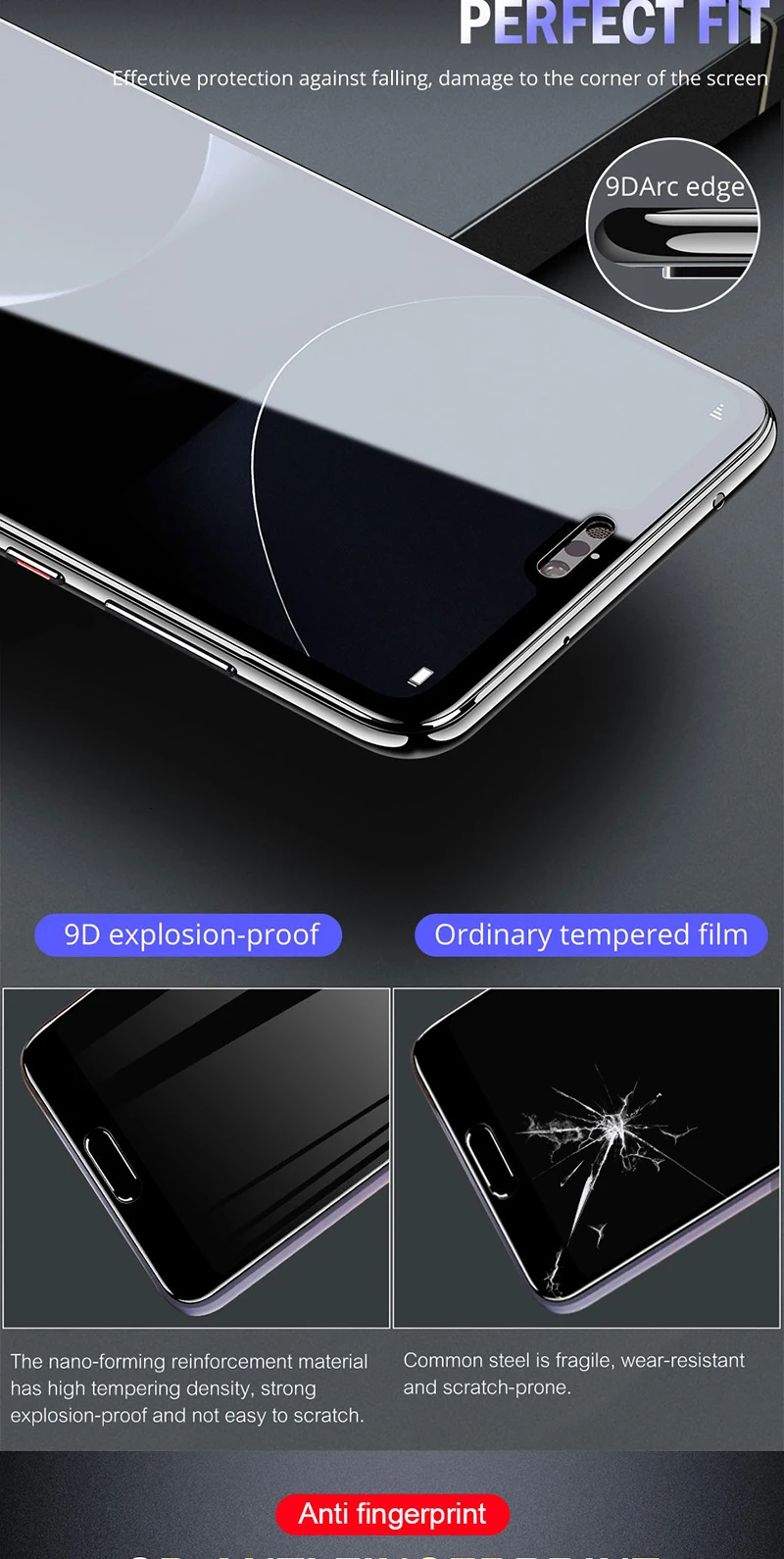 1000 шт. 9D изогнутые, с полным охватом закаленное стекло для huawei P30 P20 Pro P10 Plus P9 Mini P8 Lite Защитная пленка для экрана