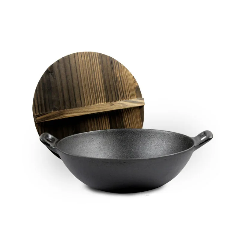 

Single Small Wok 24cm Handmade Cast Iron Pot Frying pan Non-stick Old Iron Pot