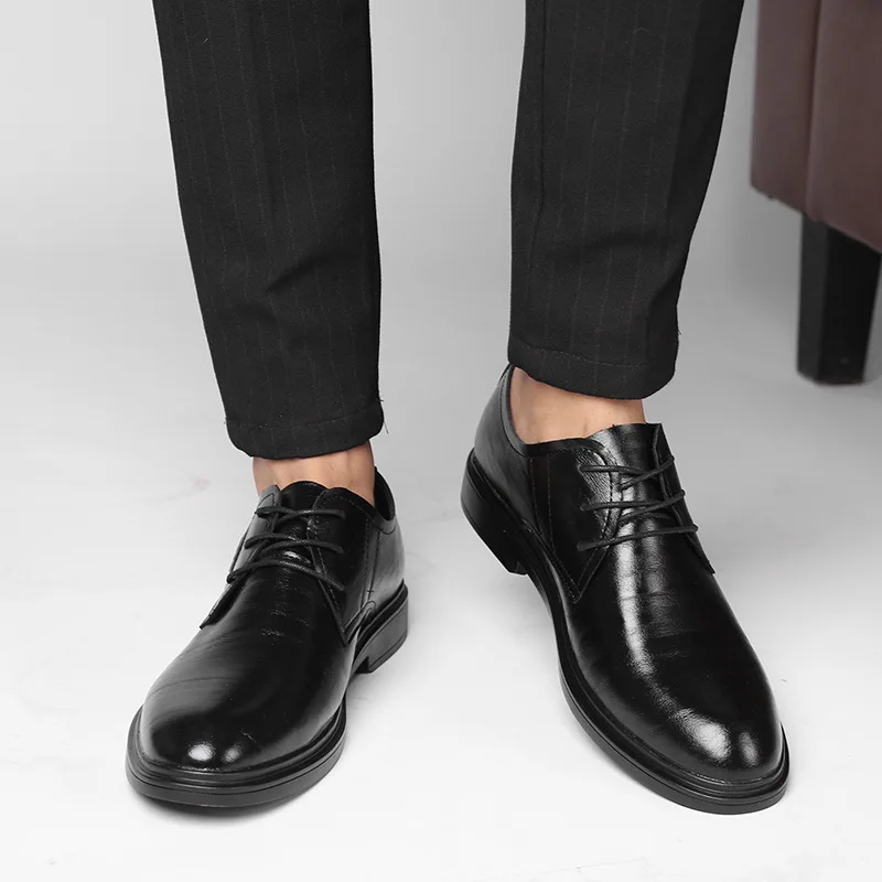 

New 2019 Men Formal Shoes Leather Business Casual Shoes High Quality Men Dress Office Round Toe Shoes Male Breathable Oxfords