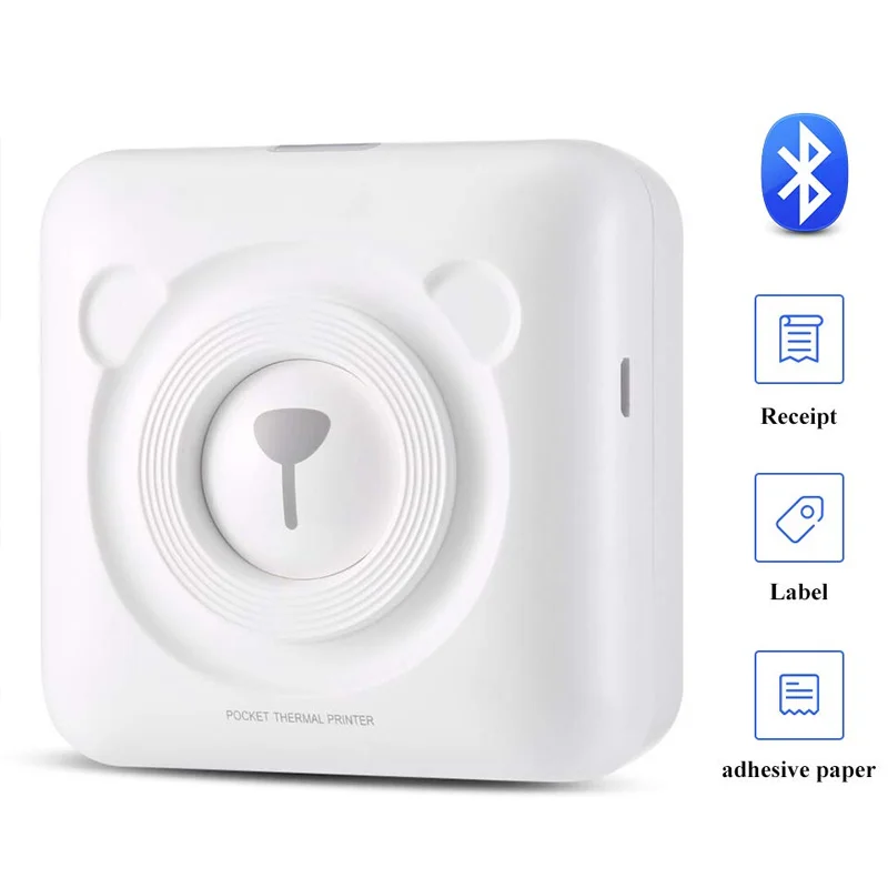 Совместим с Bluetooth термопринтером портативный фотопринтер мини-этикетка чековый