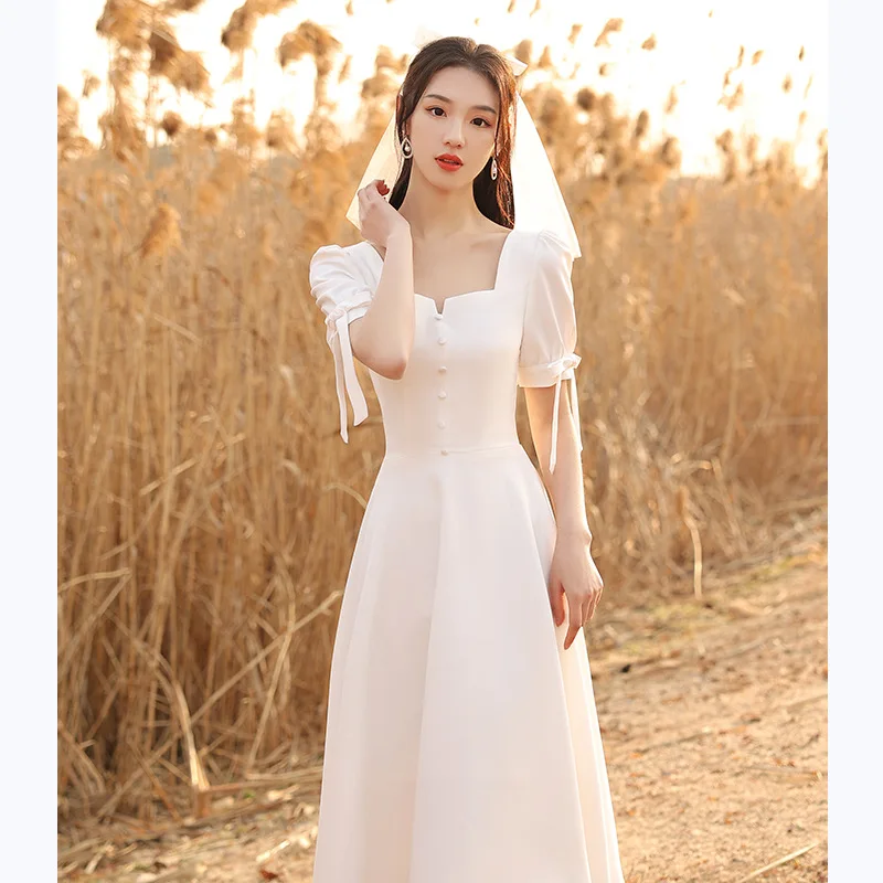 Женское шифоновое платье-Ципао с бантом белое кружевное платье