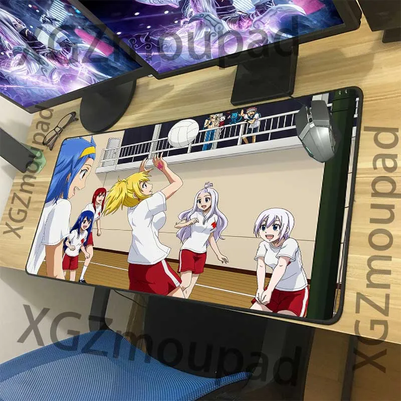 

XGZ sexy women's volleyball customized large computer table pad black lock edge fairy tail animation mouse pad speed rubber anti
