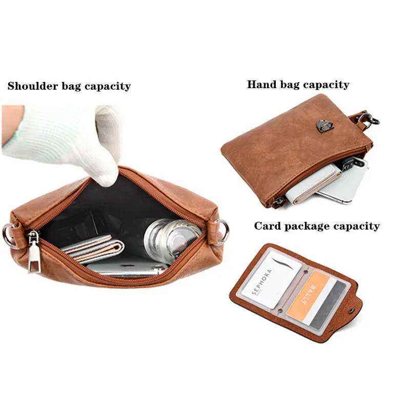 

New 4Pcs/Set Women Composite Bags Luxury PU Leather Women Purse And Handbags High Quslity Tote Bag Retro Shoulder Messenger Bags