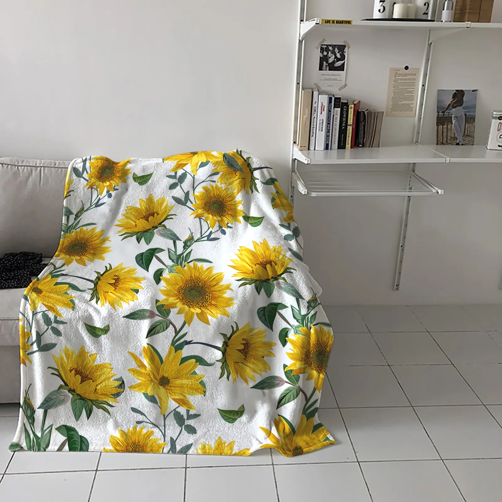 

Sunflower Texture Retro Throw Blanket for Sofa Warm Blanket on Bed Home Bedspread Travel Fleece Blanket