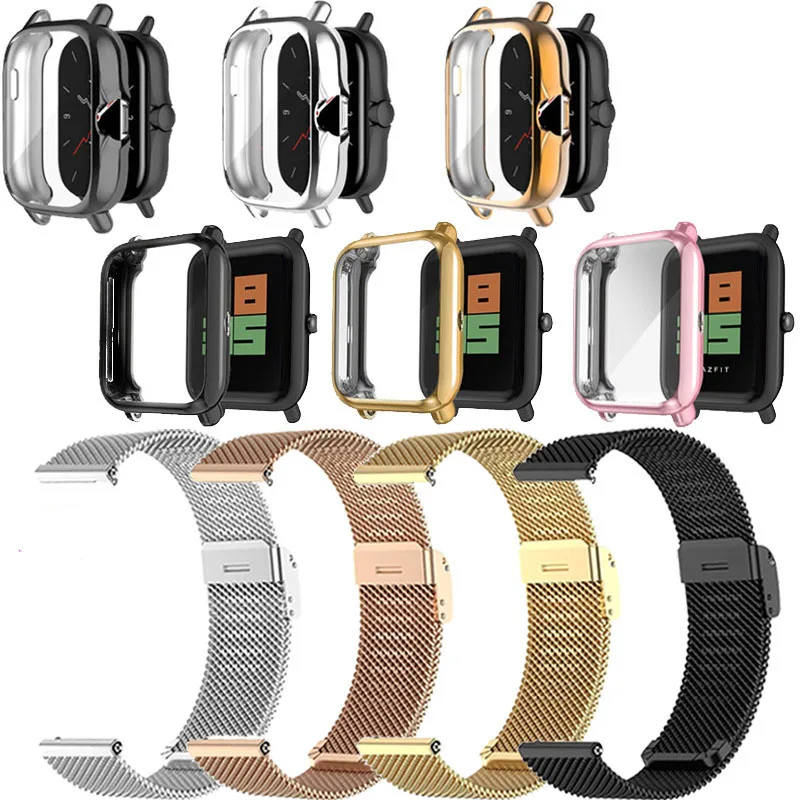 

Protective Case For Xiaomi Huami Amazfit GTS 2 2e 3 Bip U Pro S Lite Strap Stainless Steel Bracelet