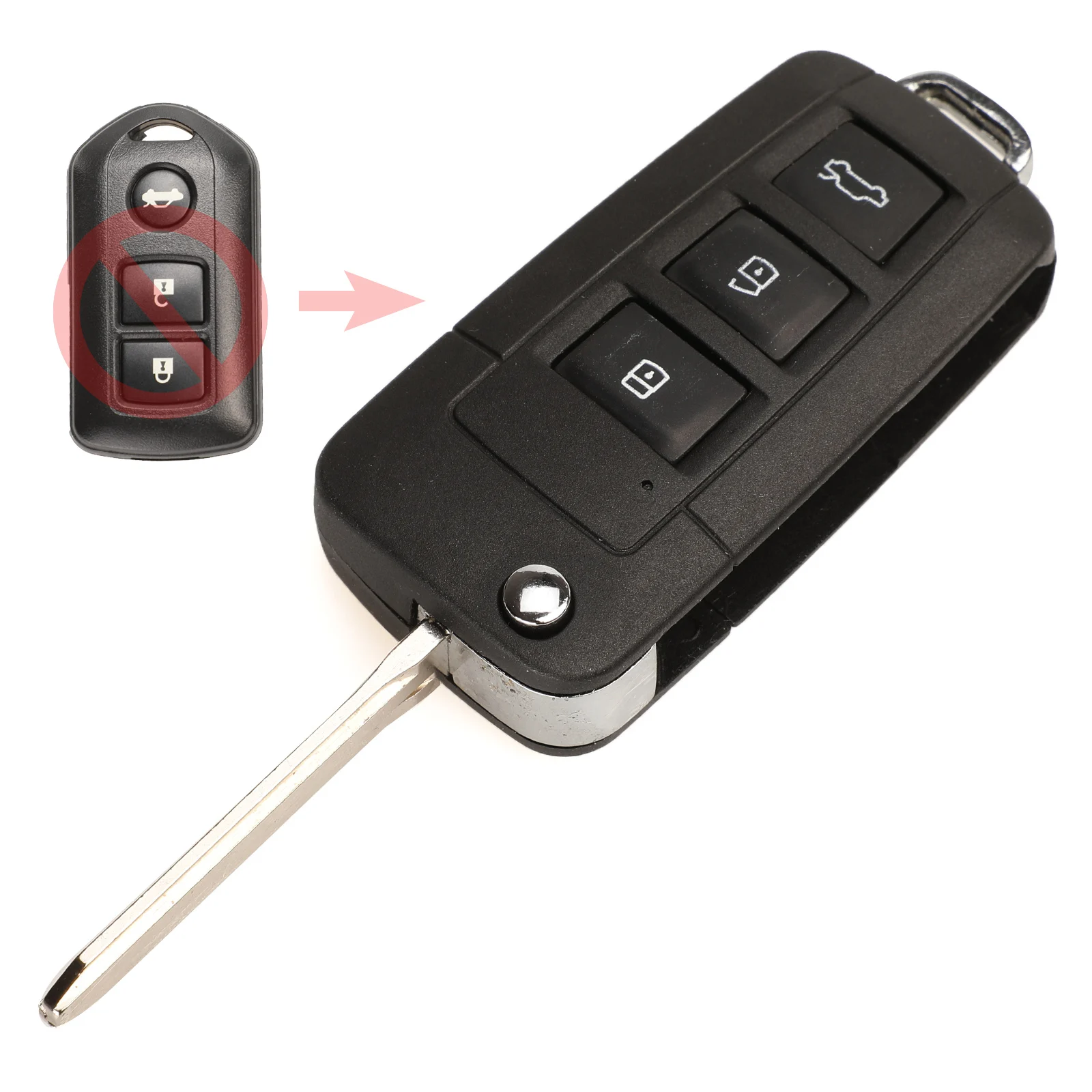 Upgrade Flip Key Jingyuqin 10 шт./лот 3 кнопки Модифицированная откидная оболочка ключа дистанционного управления для Toyota Camry Prado Highlander Yaris Vios TOY43 чехол для автомобиля - Количество кнопок: Upgrade Flip Key