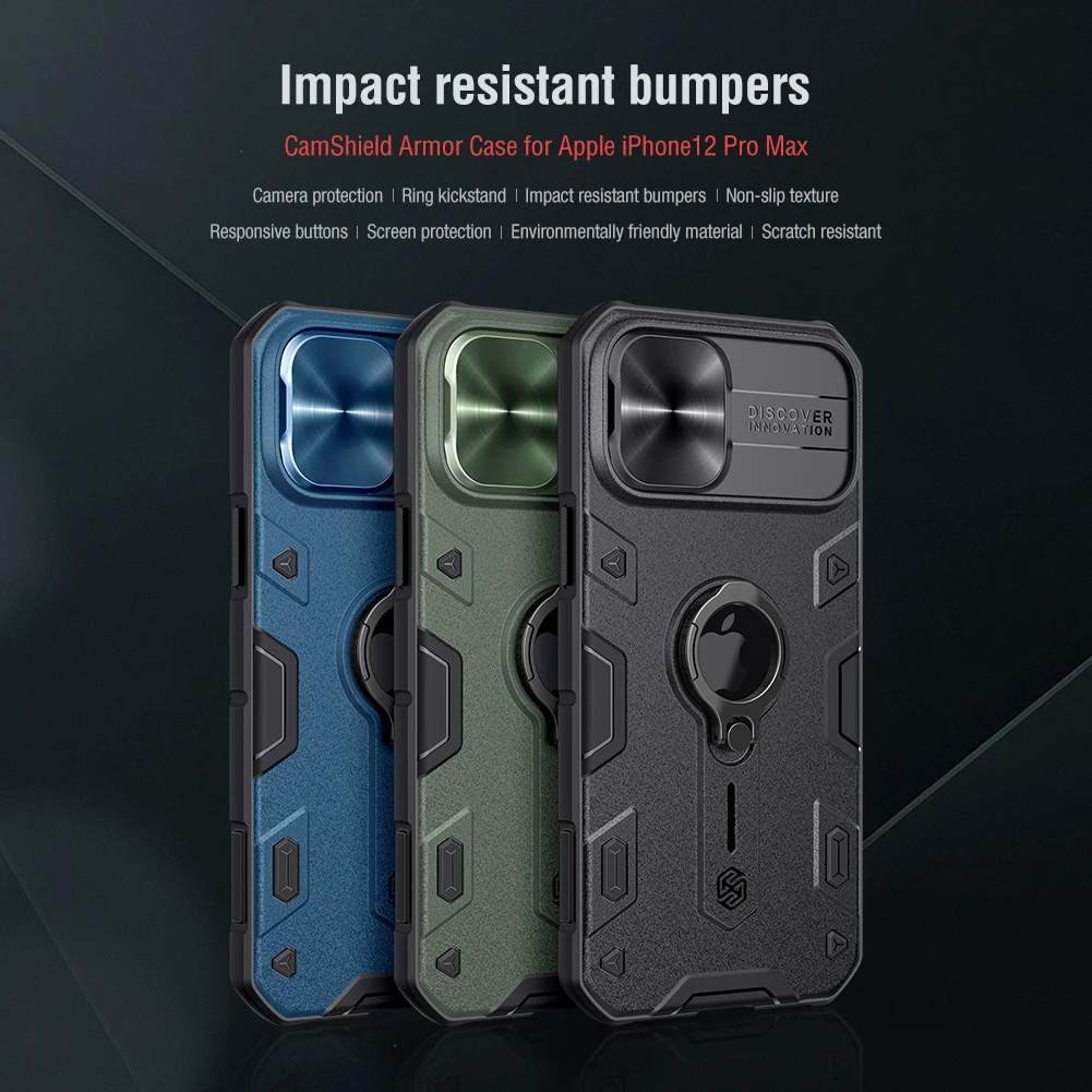 NILLKIN for iPhone 13 12 11 Pro Max Case Finger Ring Holder Shockproof Armor camera protection Mini | Мобильные телефоны и