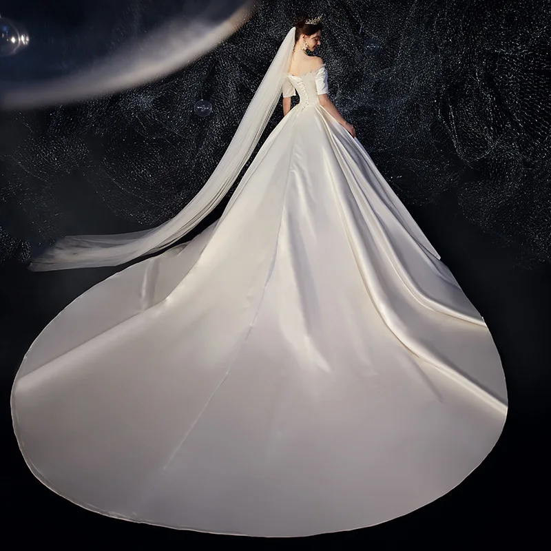 Свадебное платье принцессы 2020 для женщин Атласное Бальное Платье Vestidos De Novia с