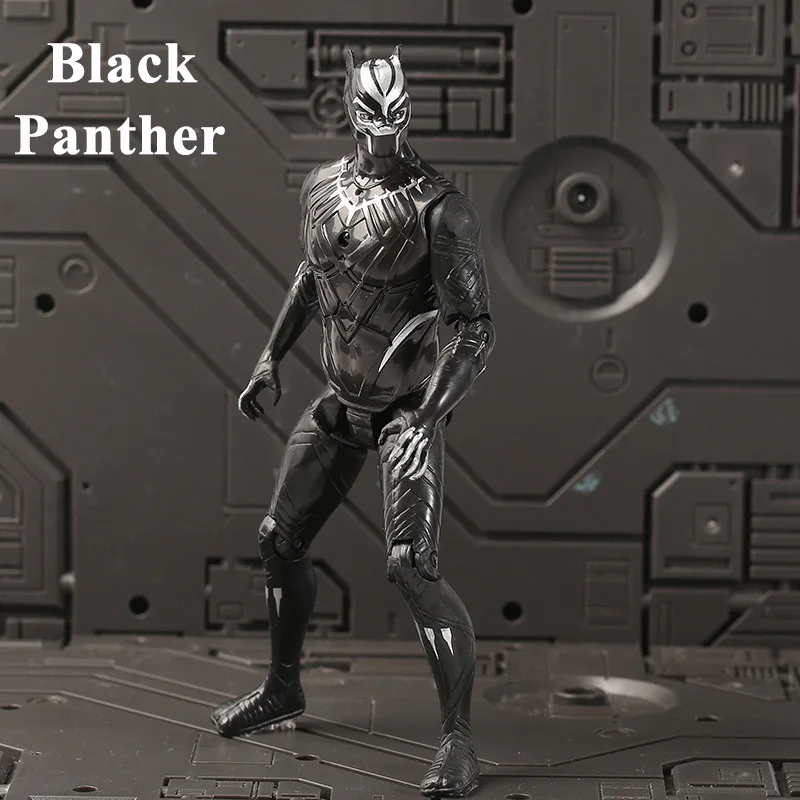 18cm Black panther 18 см черные Пантеры Экшн фигурки Marvel Супергерои Мститель Капитан Америка Человек-паук Железный человек кукла Дети Рождественские подарки игрушки - Цвет: 18cm Black panther