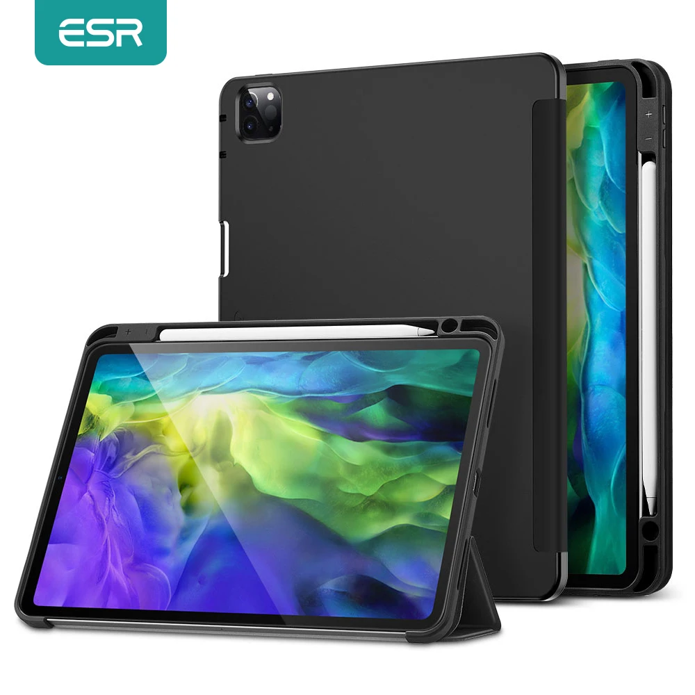 

Чехол ESR для iPad Pro 11, чехол с держателем для карандаша, гладкая задняя крышка, Мягкий ТПУ смарт-чехол с автоматическим пробуждением/спящим реж...