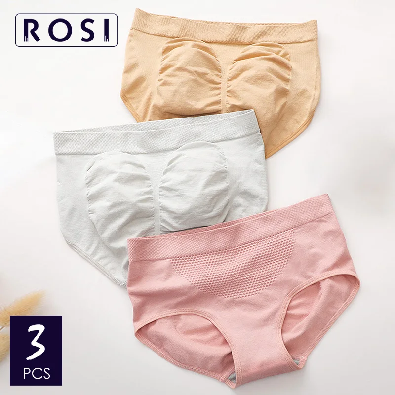 Женские бесшовные трусики ROSI теплые хлопковые пуш ап с высокой талией эластичное