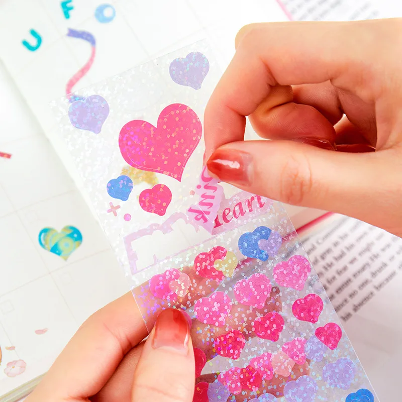 

South Korea Ins Pink Peach Heart Series Stickers Creative Aesthetics DIY Manual Scrapbook Couple Gift Decor