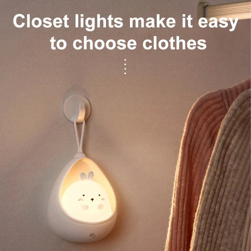 

USB Rechargeable Night Light Body Sensor Silicone Night Light LED Cute Animal Little Cat Ambient Light Bedroom Decor Table Lamp