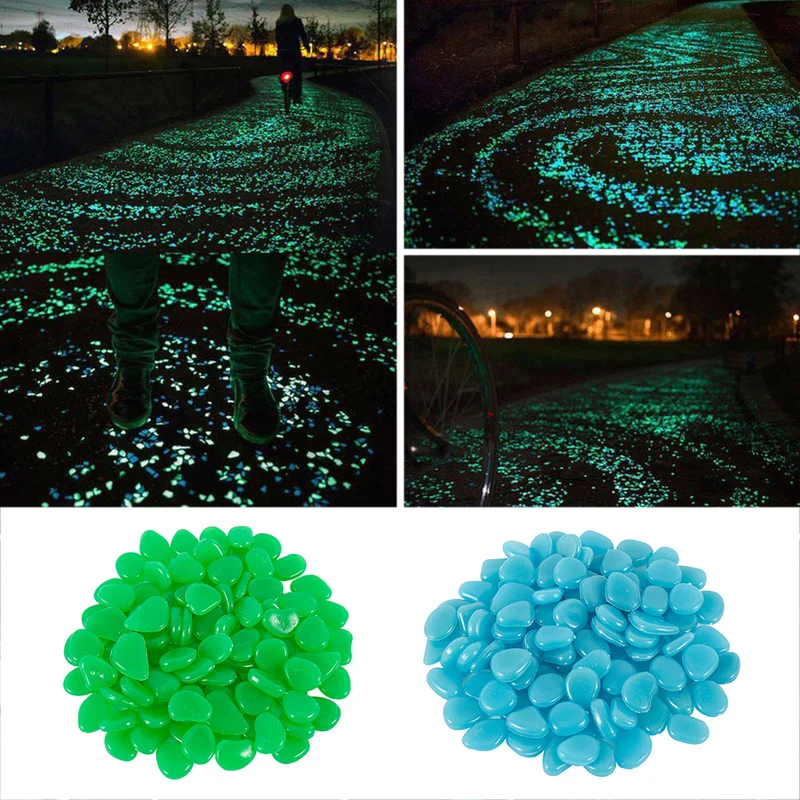 100 шт. светится в темноте садовые камни светящиеся для прогулок садовая дорожка
