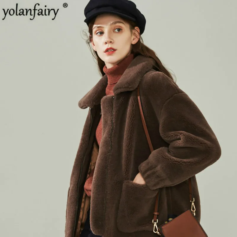 Женское винтажное пальто с натуральным мехом Корейская Милая осенне-зимняя
