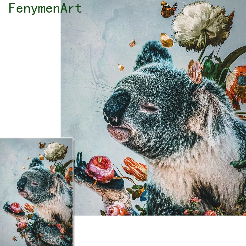 

Flowers Koala Canvas Painting Colored Animals Plants Posters And Prints Nordic Wall Art Modern Picture Living Room Home Decor