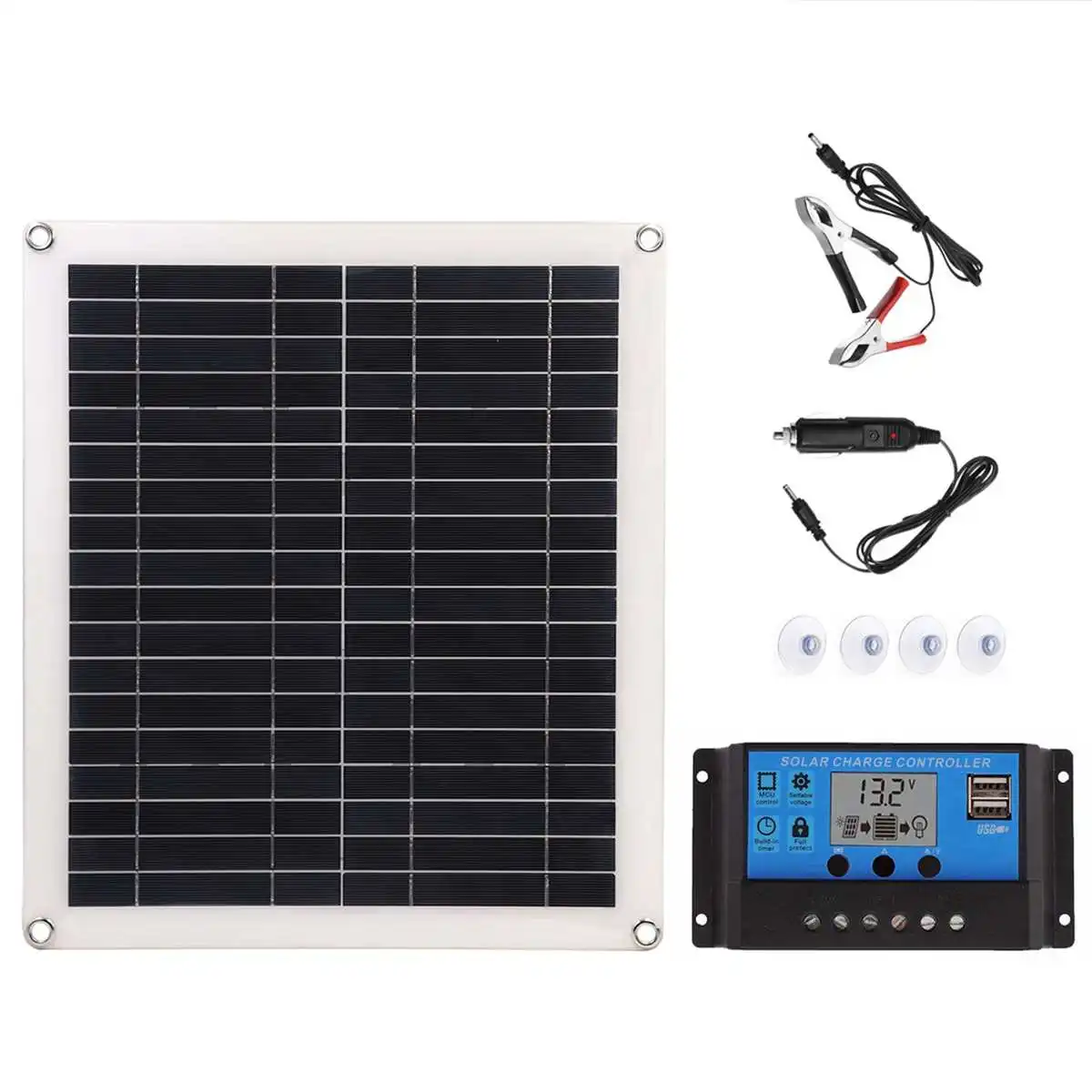 

100w Solar Panel Dual 12v/5v USB With 30A Controller Waterproof Solar Cells Poly Solar Cells for Car Yacht RV Battery Charger