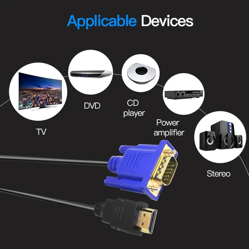Кабель VGA 1 8 м HDMI-совместимый с 15-контактным разъемом видеоадаптер 1080P