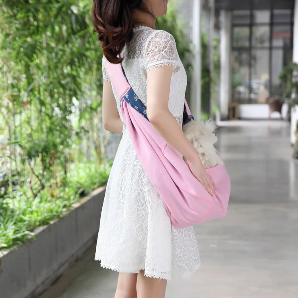 

Pet Bag Dog Sling Carrier Breathable Backpack Pet Coconut Tree Patterned Bag Pet Shoulder Bag for Walking (Blue)