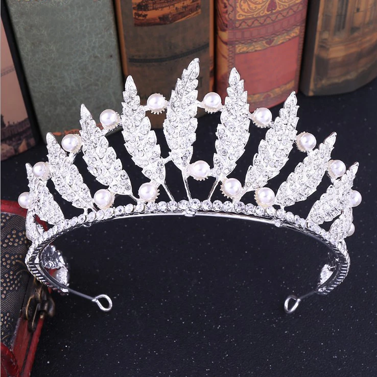 Тиары-короны с жемчугом и листьями для свадьбы | Украшения аксессуары